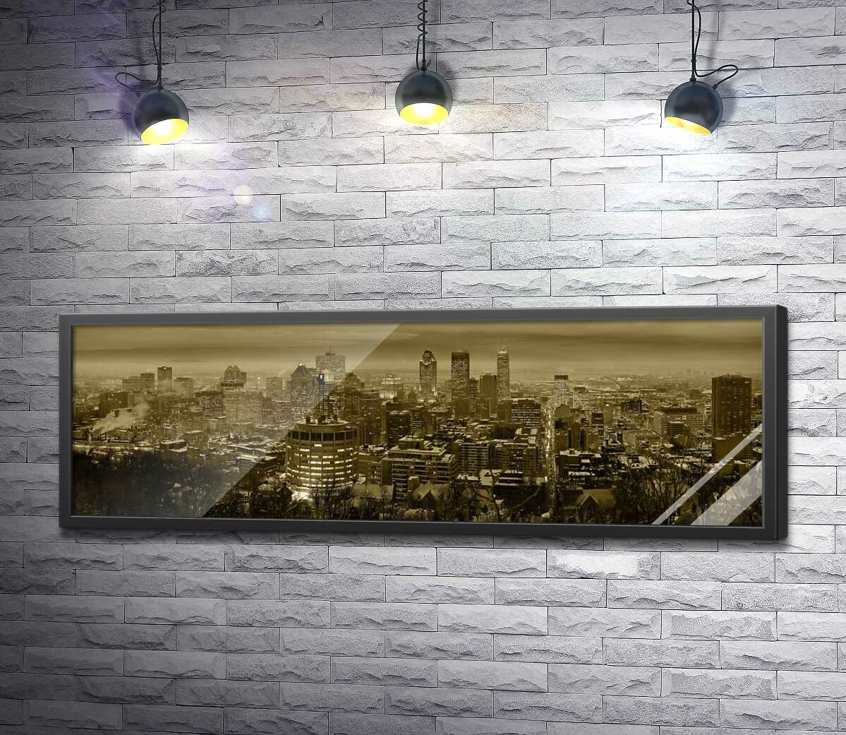постер Ретро-стиль панорамы небоскребов современного мегаполиса