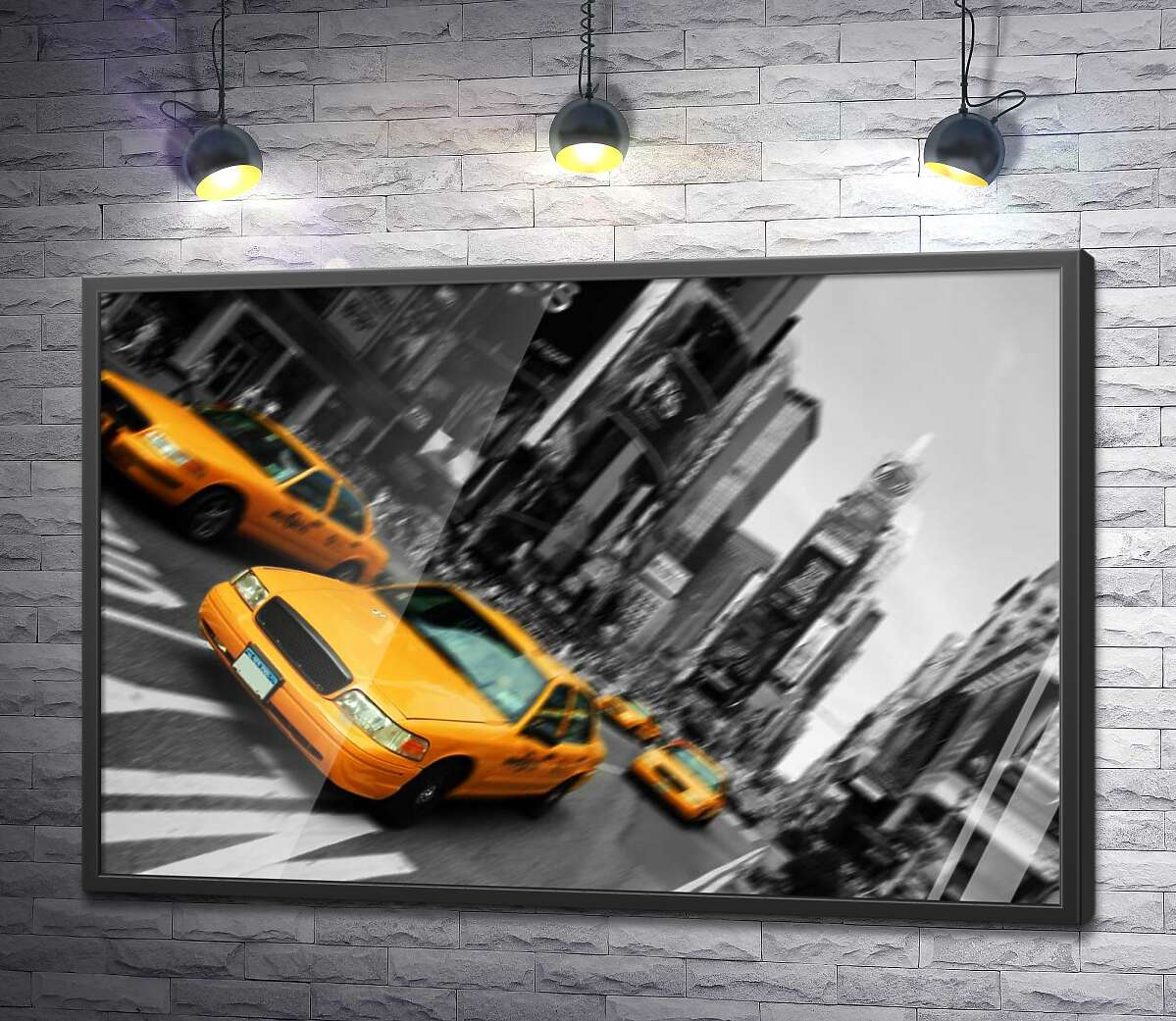постер Желтые такси заполнили улицы Нью-Йорка