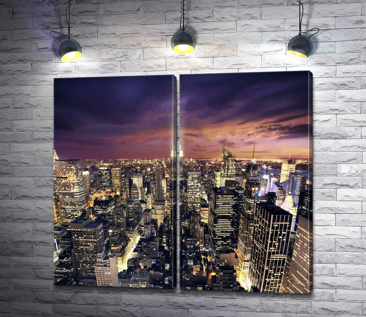 модульная картина С высоты небоскребов: ночной свет домов Мидтауна (Midtown)