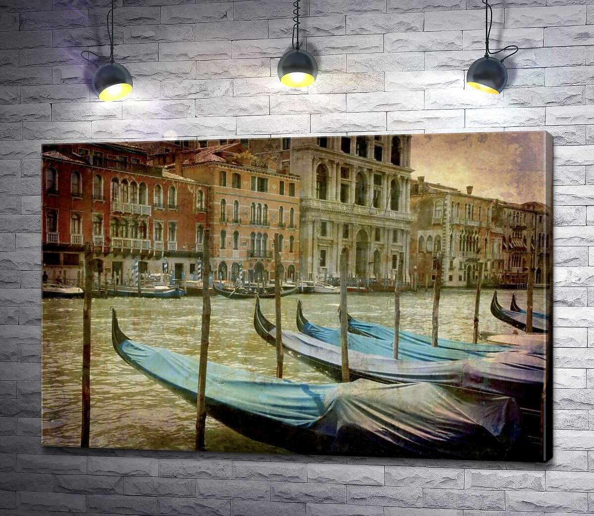 картина Пристань гондол на водах венецианского канала