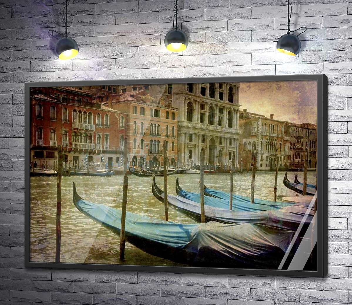 постер Пристань гондол на водах венецианского канала