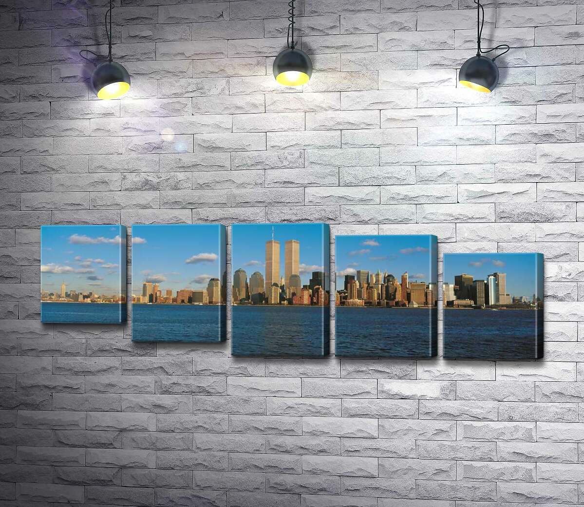 модульна картина Скупчення хмарочосів Манхеттену (Manhattan) за затокою Нью-Йорк (New York Bay) (Модуль №28)