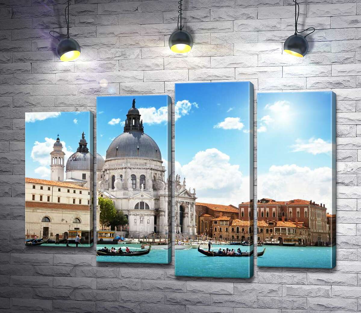 модульна картина Шедевр барокко, собор Санта-Марія-делла-Салуте (Basilica di Santa Maria della Salute), височить над Гранд-каналом (Canal Grande) (Модуль №3)