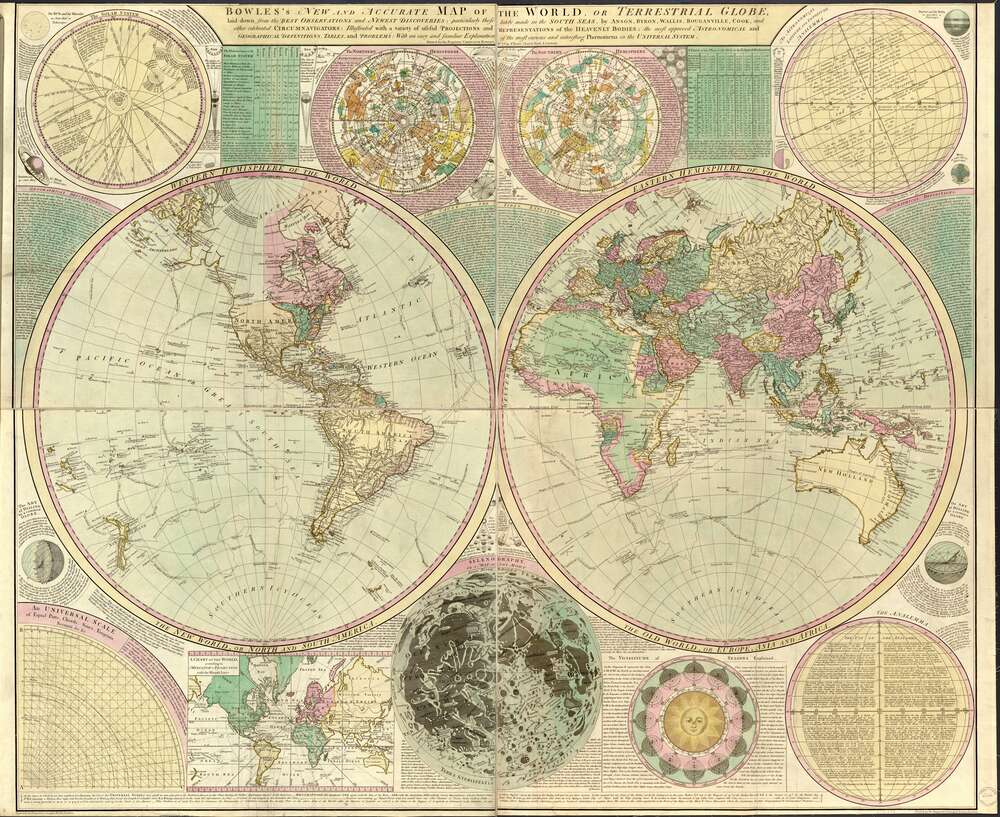 картина-постер Карта земных полушарий Карингтона Боулса (Carington Bowles)