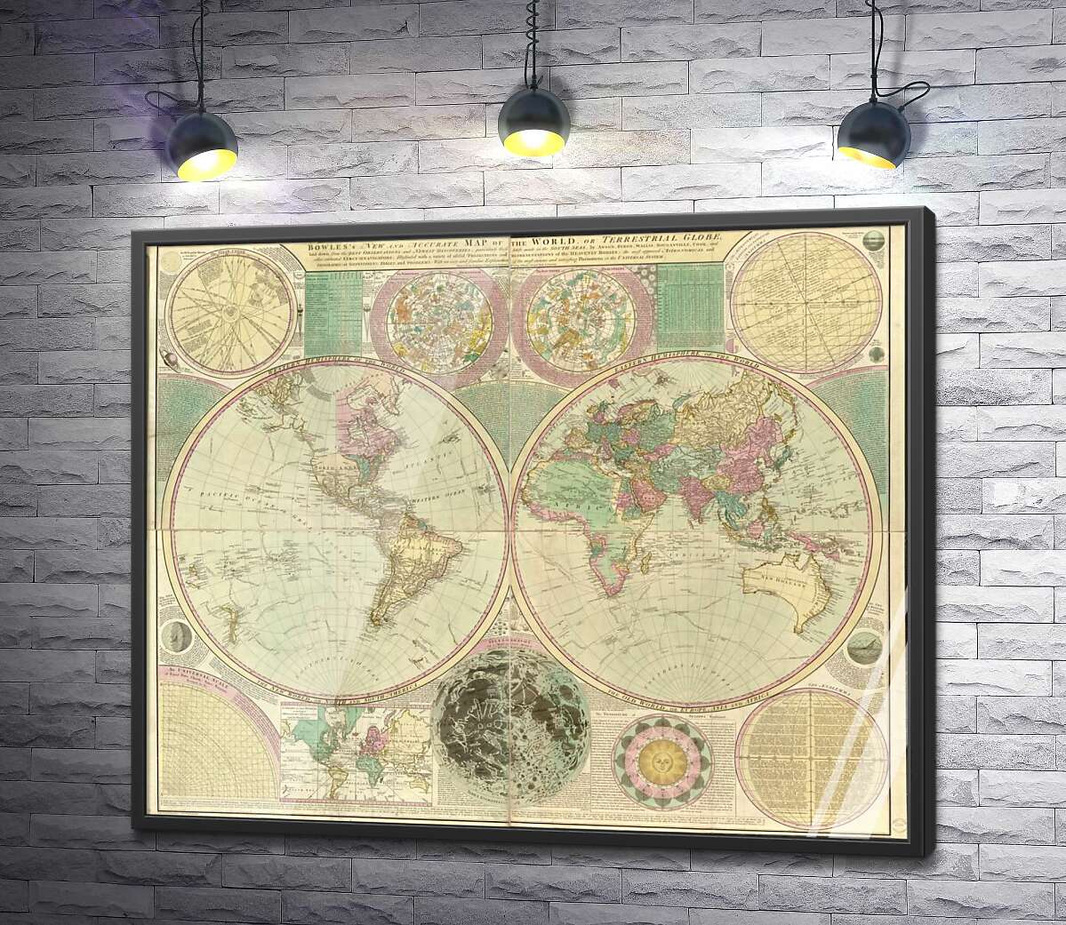 постер Карта земных полушарий Карингтона Боулса (Carington Bowles)