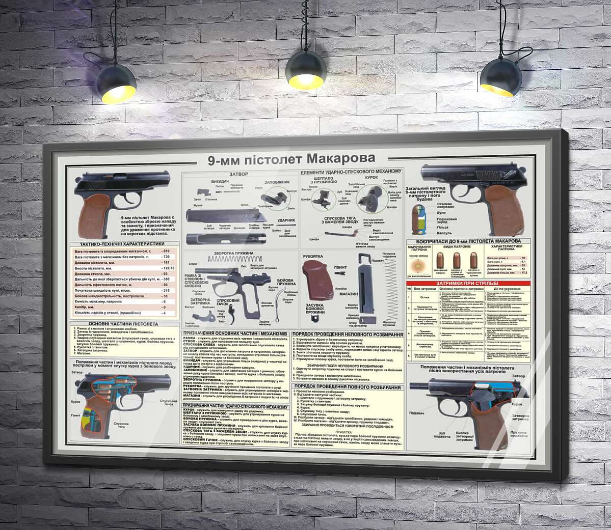 постер Учебный плакат пистолета Макарова