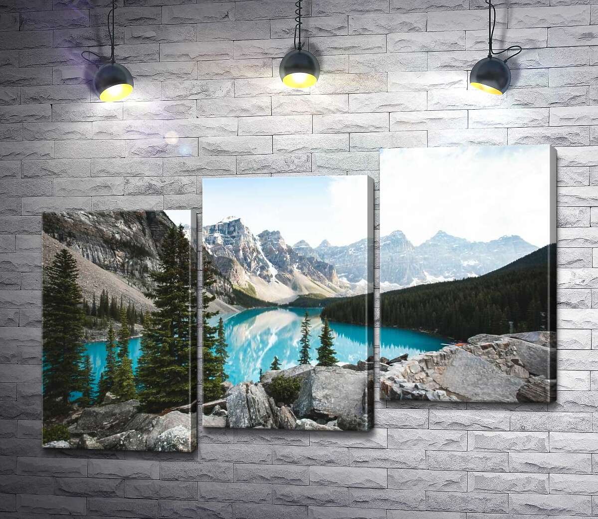 модульна картина Вид на озеро Морейн (Moraine Lake) зі скелястої вершини (Модуль №14)