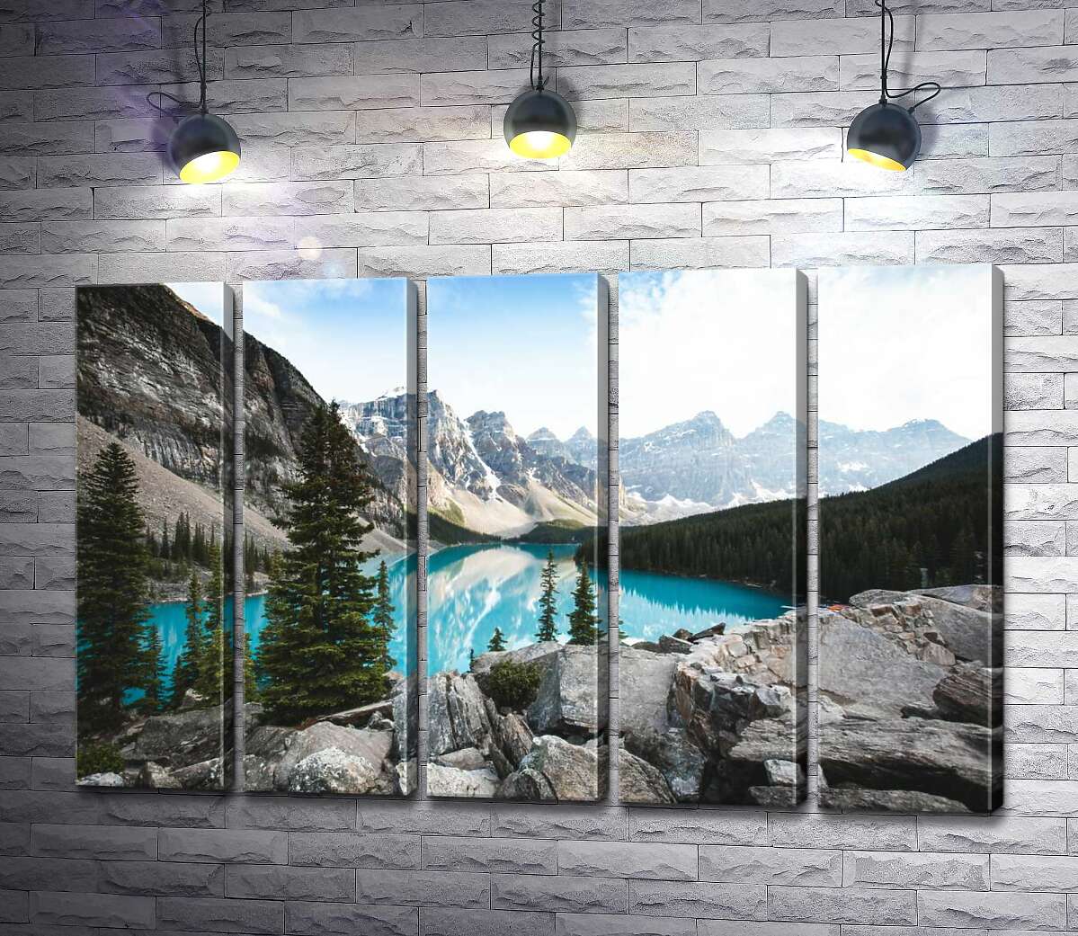 модульна картина Вид на озеро Морейн (Moraine Lake) зі скелястої вершини (Модуль №26)