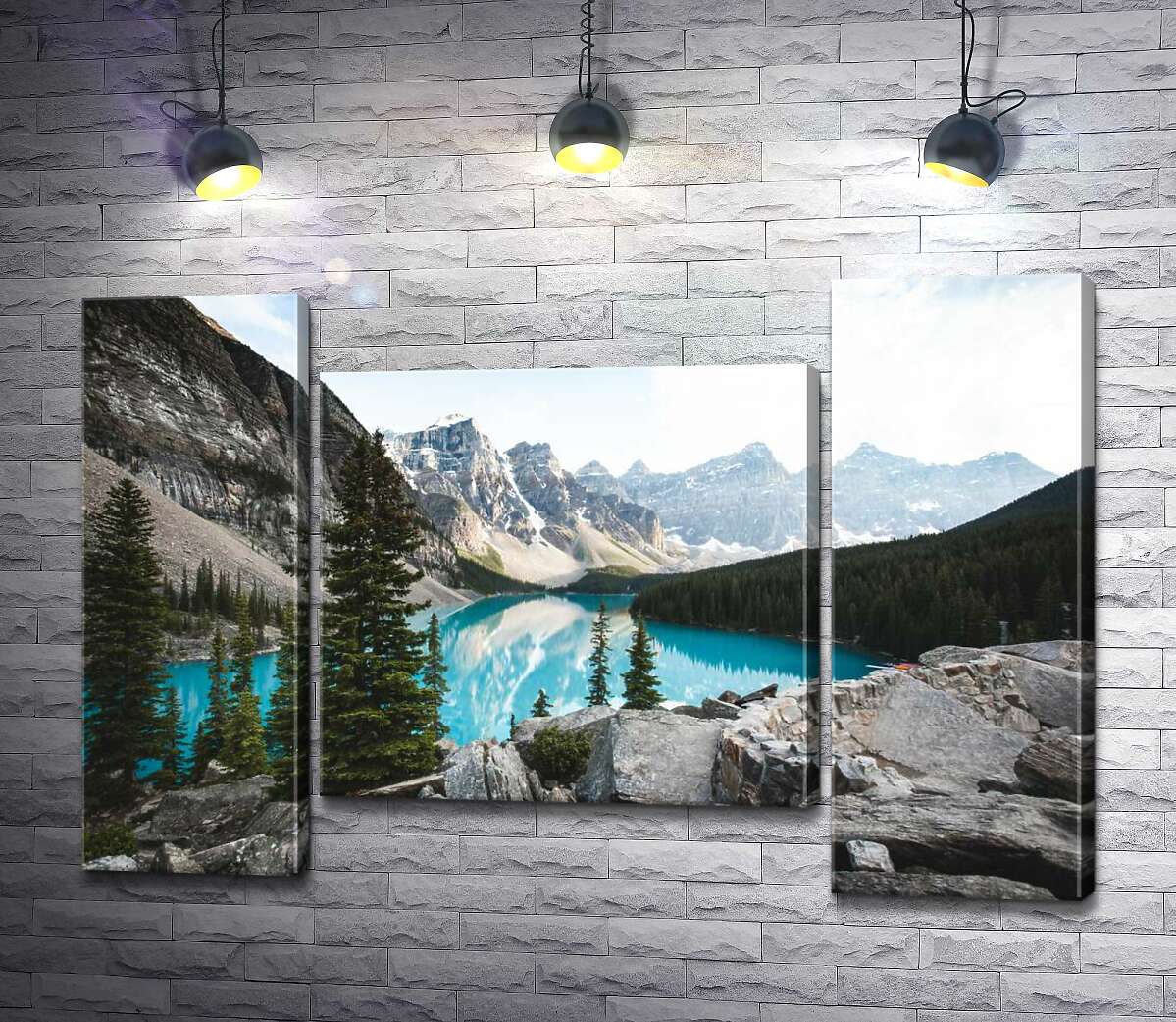 модульная картина Вид на озеро Морейн (Moraine Lake) со скалистой вершины (Модуль №11)