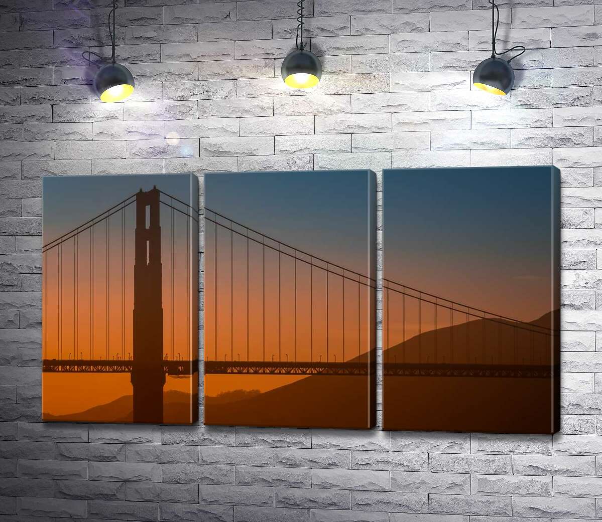 модульная картина Туманный вечер над мостом "Золотые ворота" (Golden Gate Bridge)