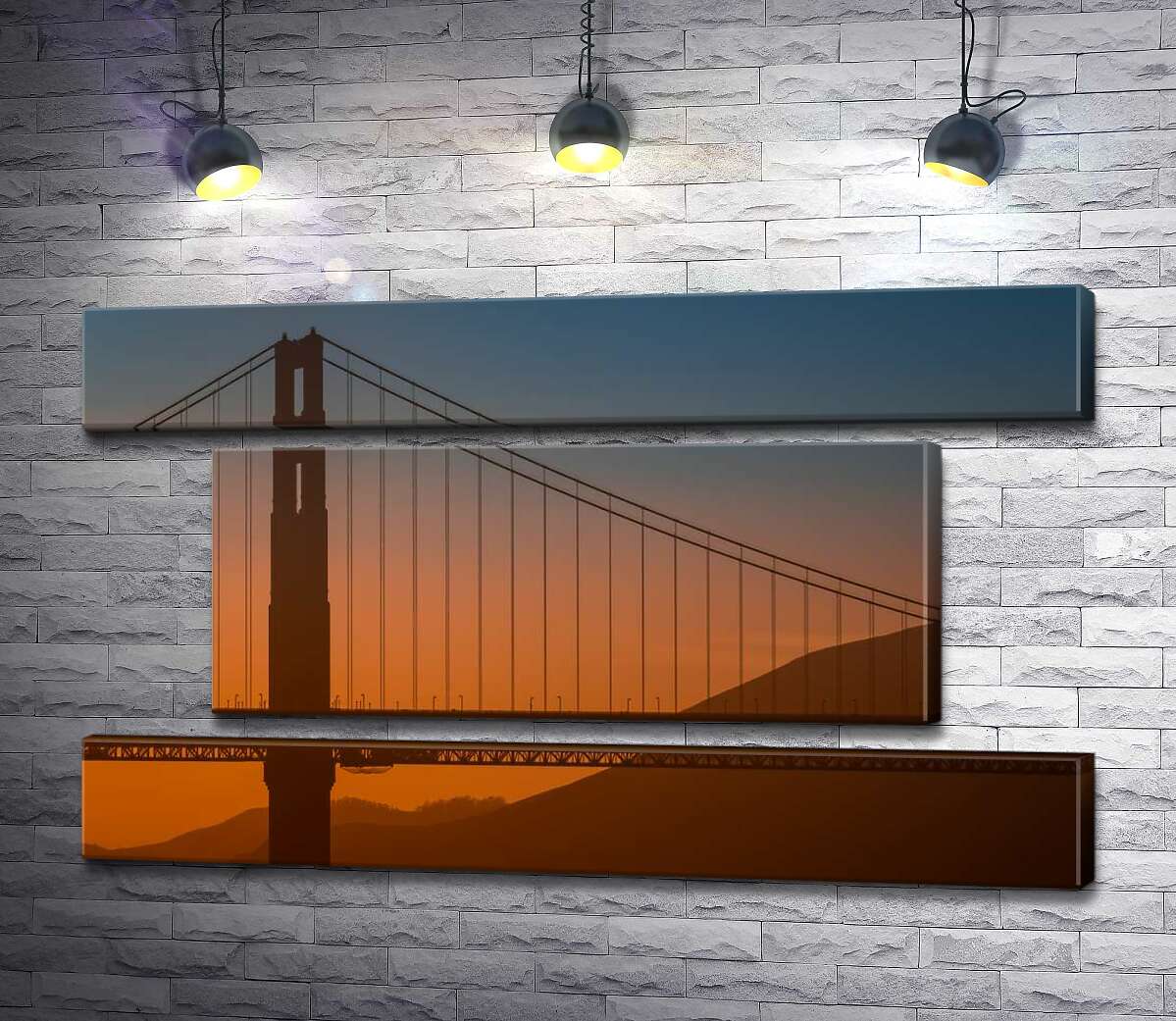 модульна картина Туманний вечір над мостом "Золоті ворота" (Golden Gate Bridge) (Модуль №18)