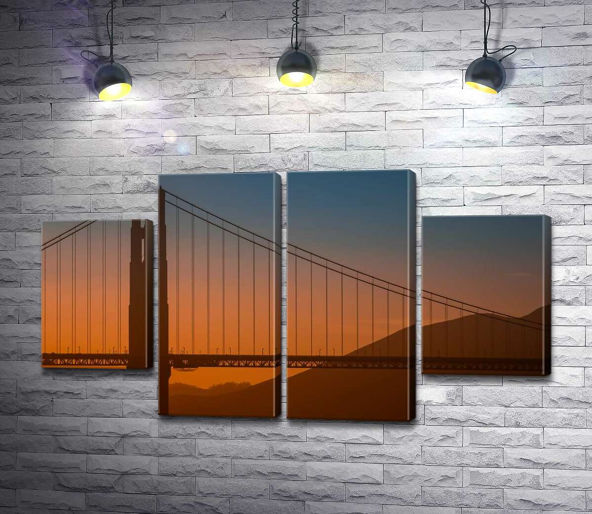 модульная картина Туманный вечер над мостом "Золотые ворота" (Golden Gate Bridge) (Модуль №20)