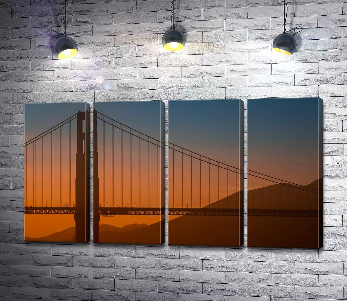 модульная картина Туманный вечер над мостом "Золотые ворота" (Golden Gate Bridge) (Модуль №24)