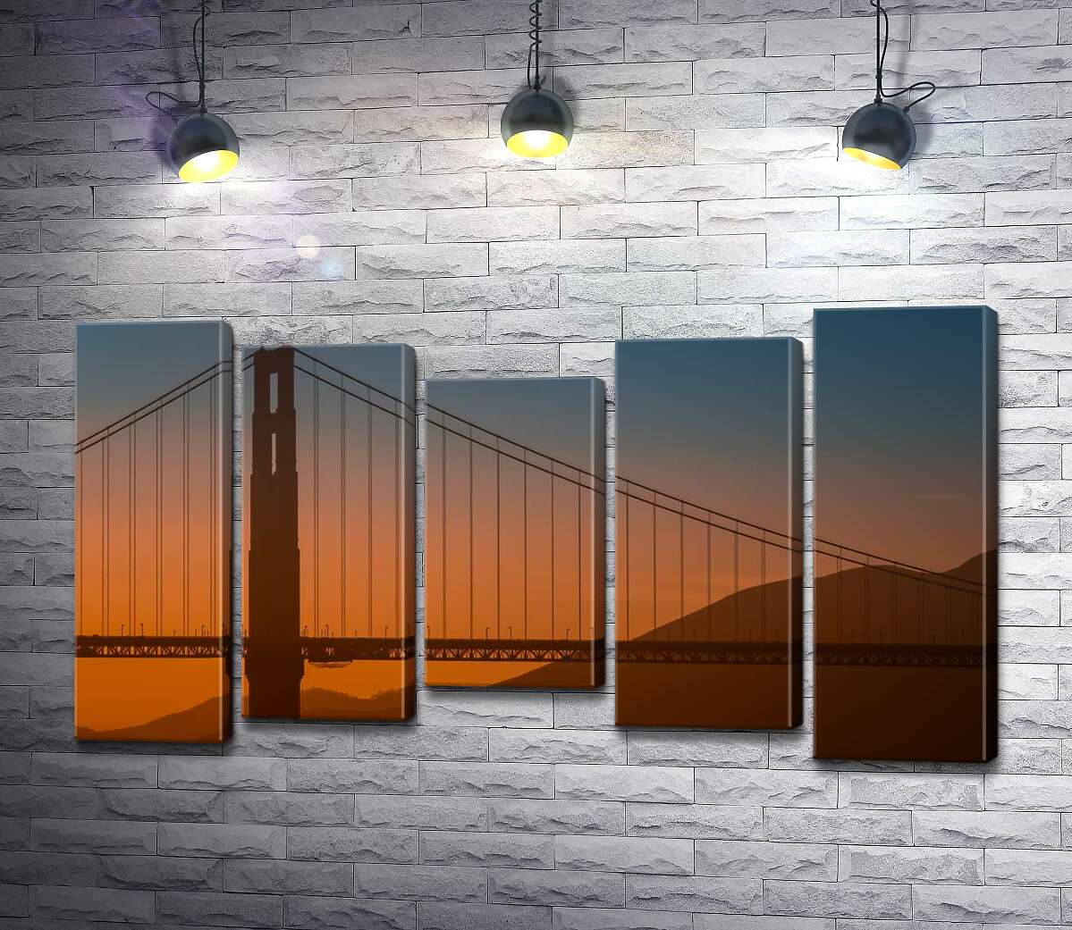 модульная картина Туманный вечер над мостом "Золотые ворота" (Golden Gate Bridge) (Модуль №27)