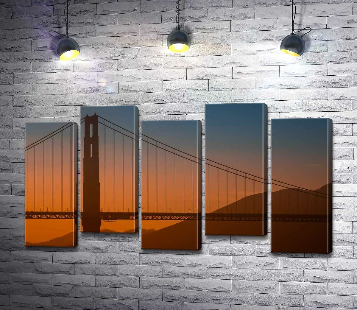 модульна картина Туманний вечір над мостом "Золоті ворота" (Golden Gate Bridge) (Модуль №30)