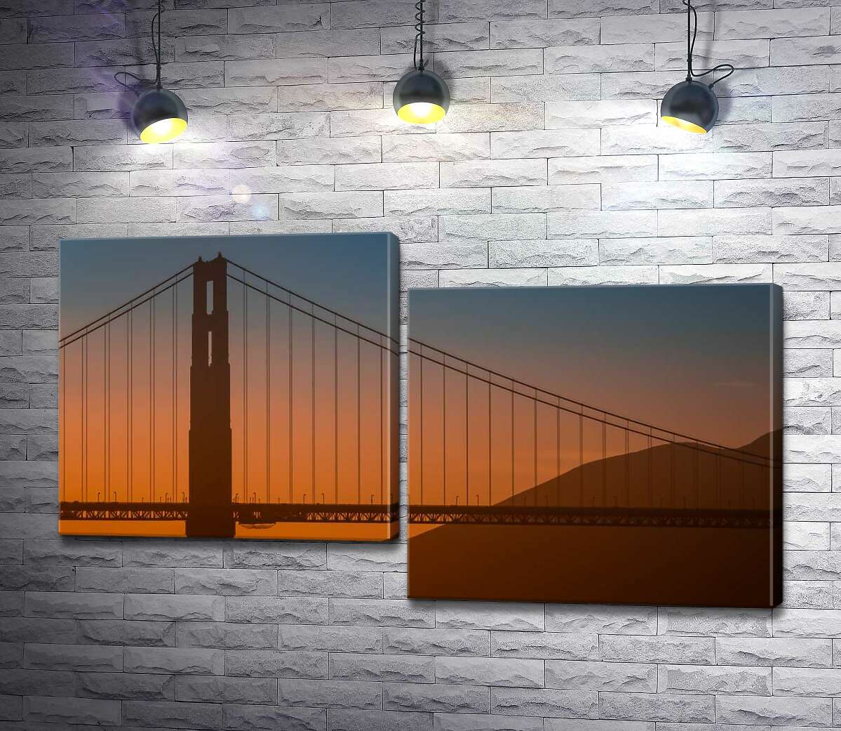 модульна картина Туманний вечір над мостом "Золоті ворота" (Golden Gate Bridge) (Модуль №9)