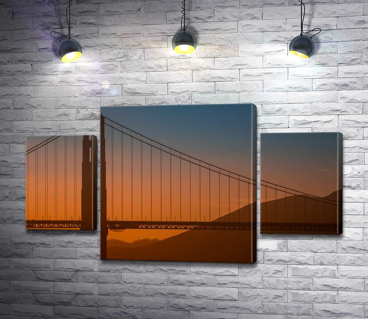 модульна картина Туманний вечір над мостом "Золоті ворота" (Golden Gate Bridge) (Модуль №5)