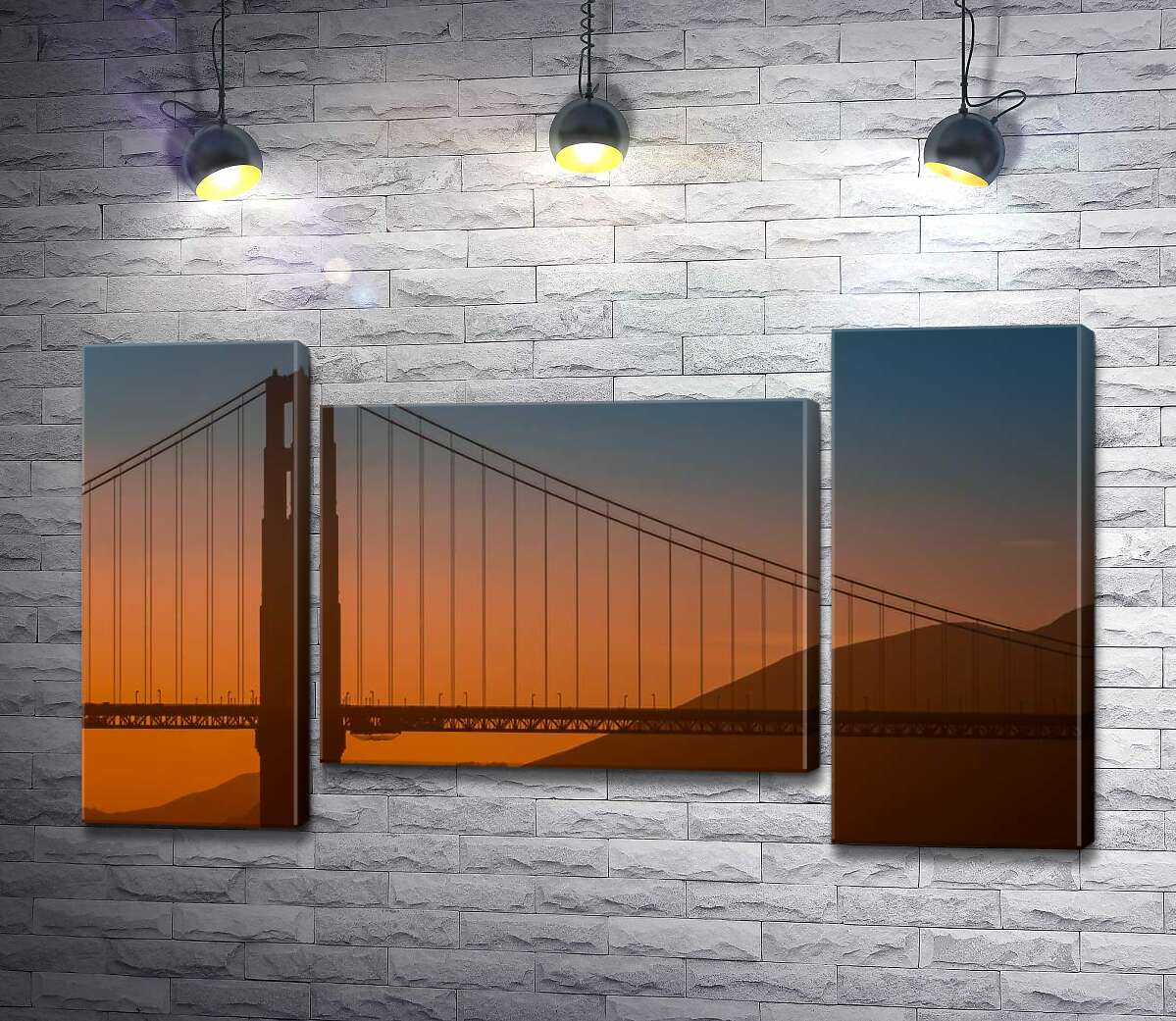 модульная картина Туманный вечер над мостом "Золотые ворота" (Golden Gate Bridge) (Модуль №11)