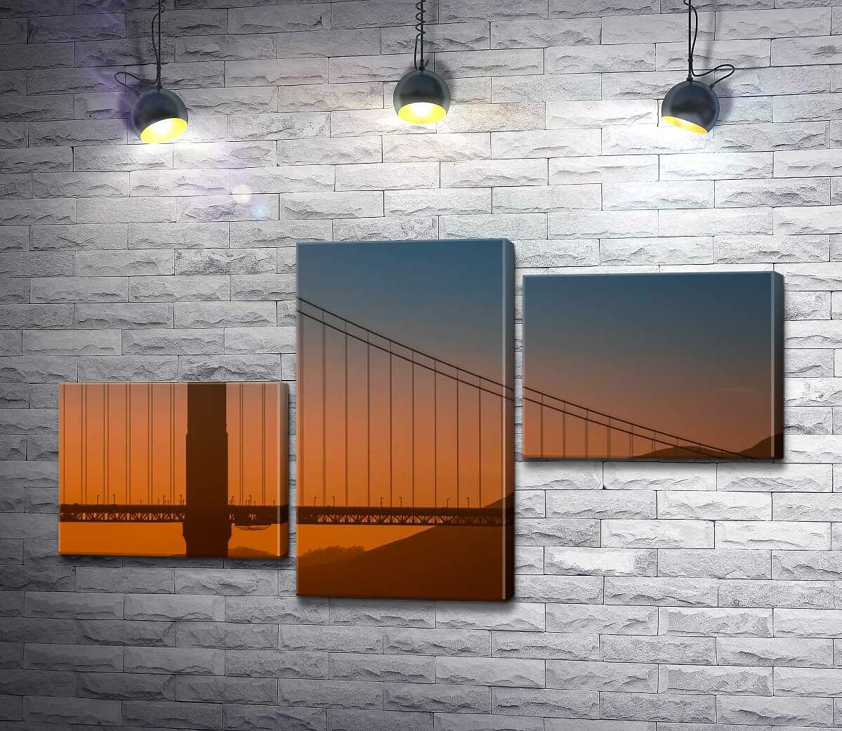 модульна картина Туманний вечір над мостом "Золоті ворота" (Golden Gate Bridge) (Модуль №12)