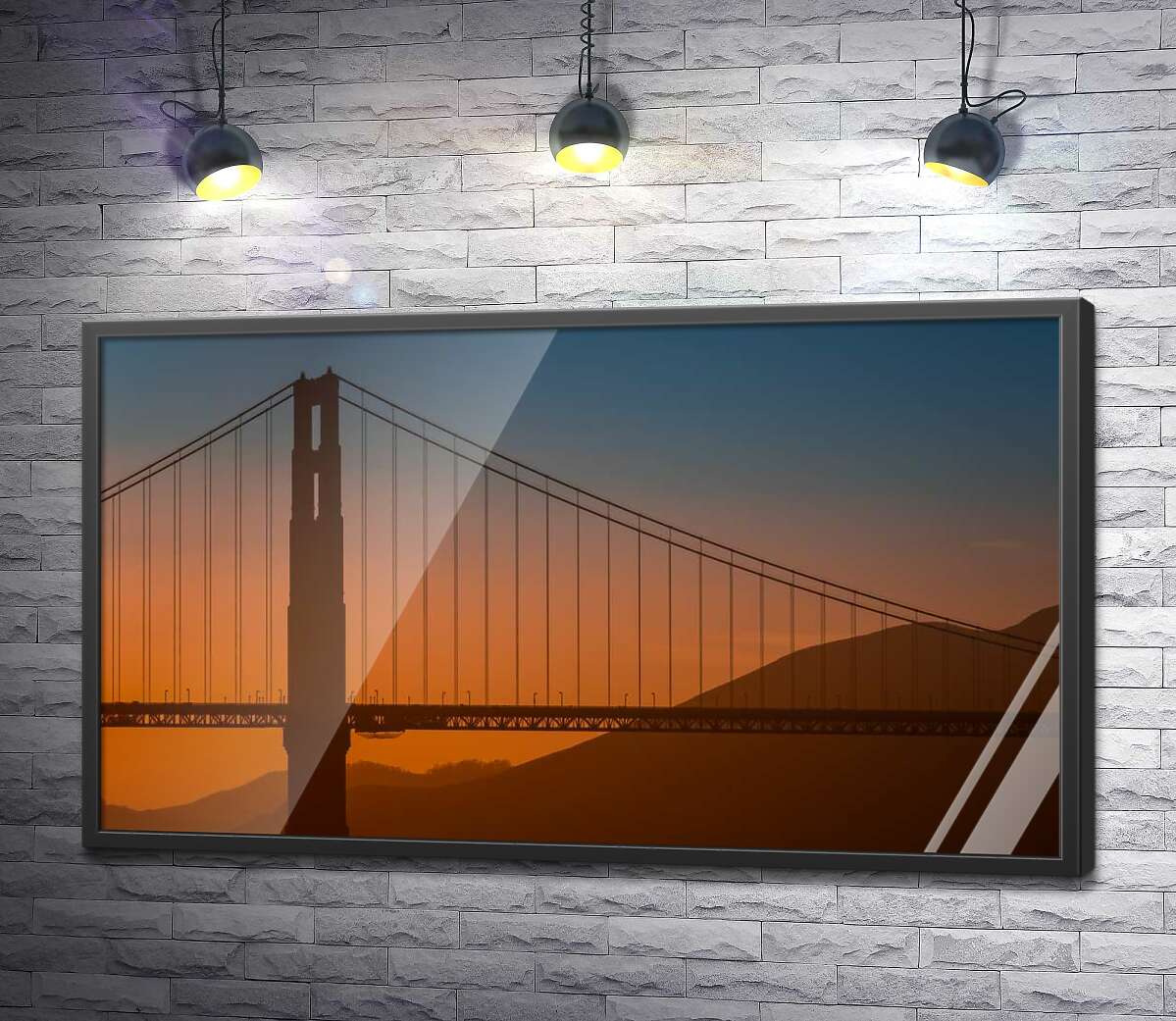 постер Туманный вечер над мостом "Золотые ворота" (Golden Gate Bridge)