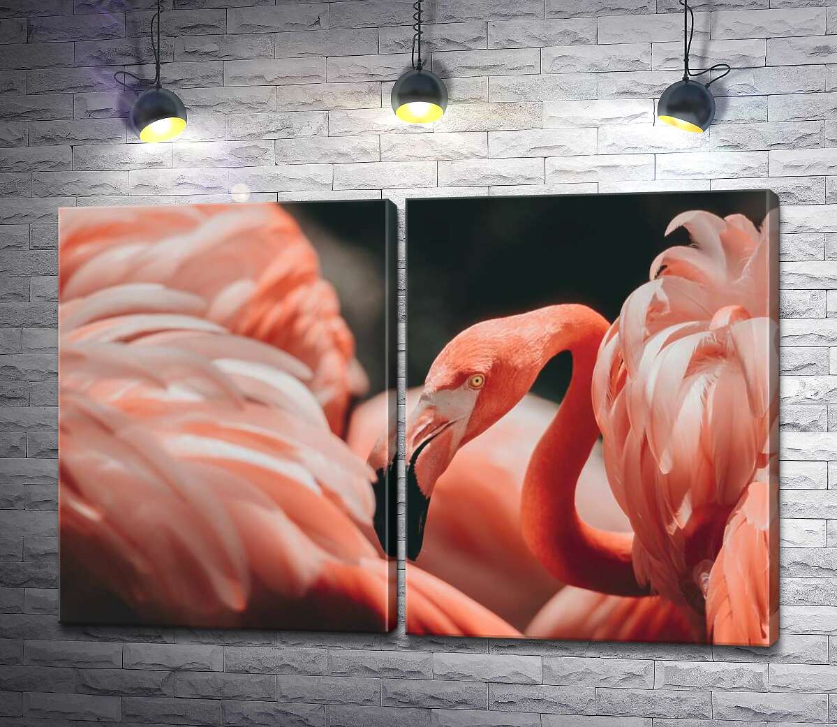 модульная картина Розовые облака из оперения фламинго