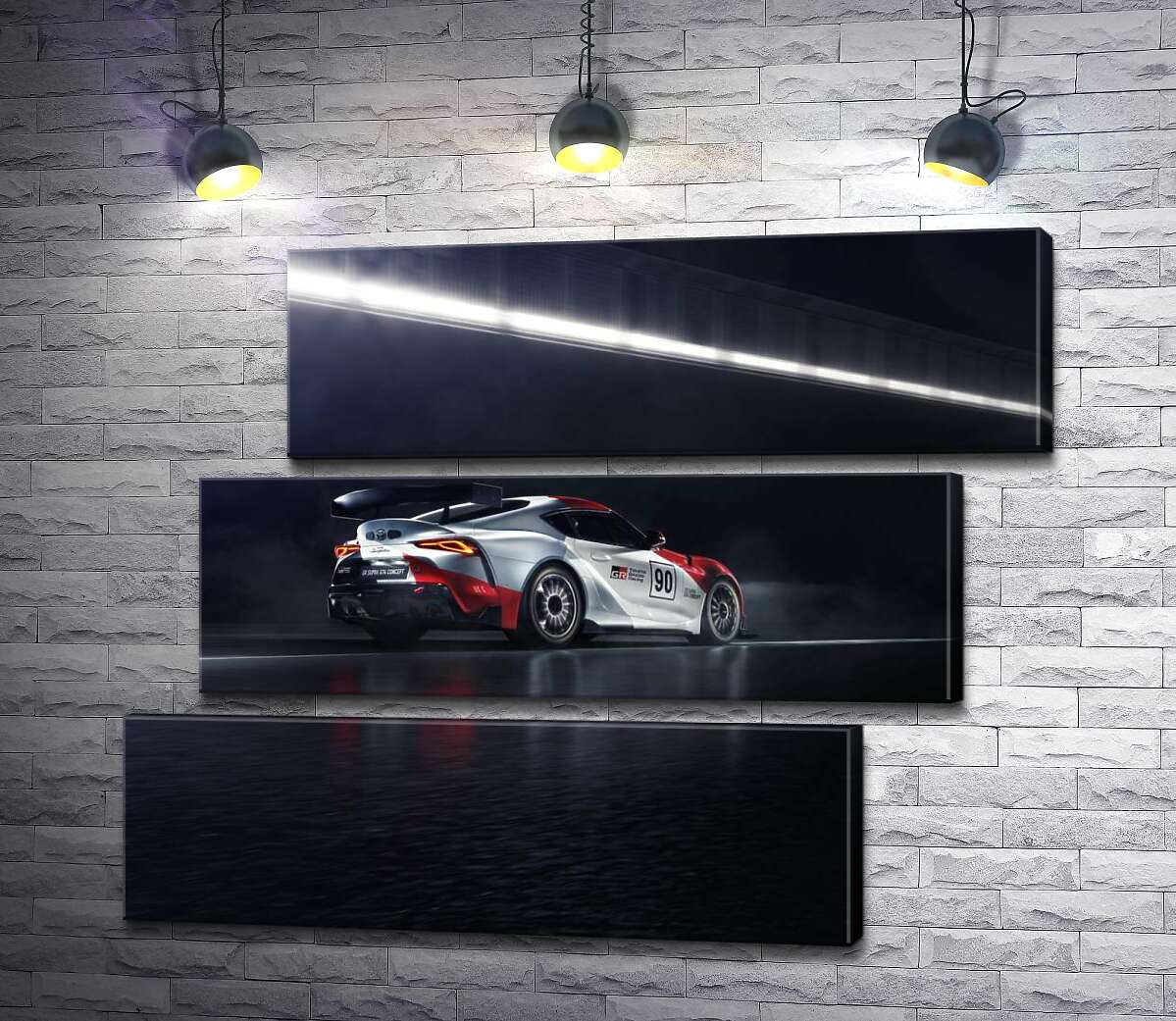 модульна картина Гоночний автомобіль Тойота (Toyota GR Supra GT4) розганяється на трасі (Модуль №17)