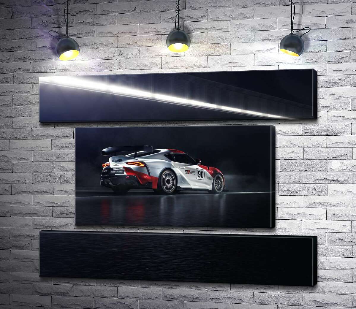 модульна картина Гоночний автомобіль Тойота (Toyota GR Supra GT4) розганяється на трасі (Модуль №18)