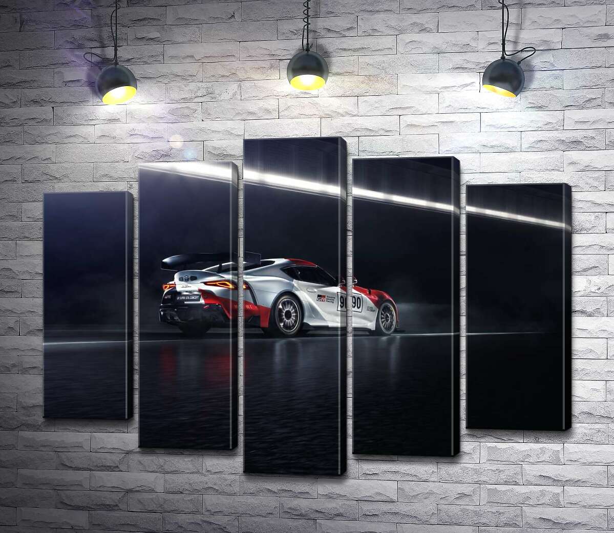 модульна картина Гоночний автомобіль Тойота (Toyota GR Supra GT4) розганяється на трасі (Модуль №4)
