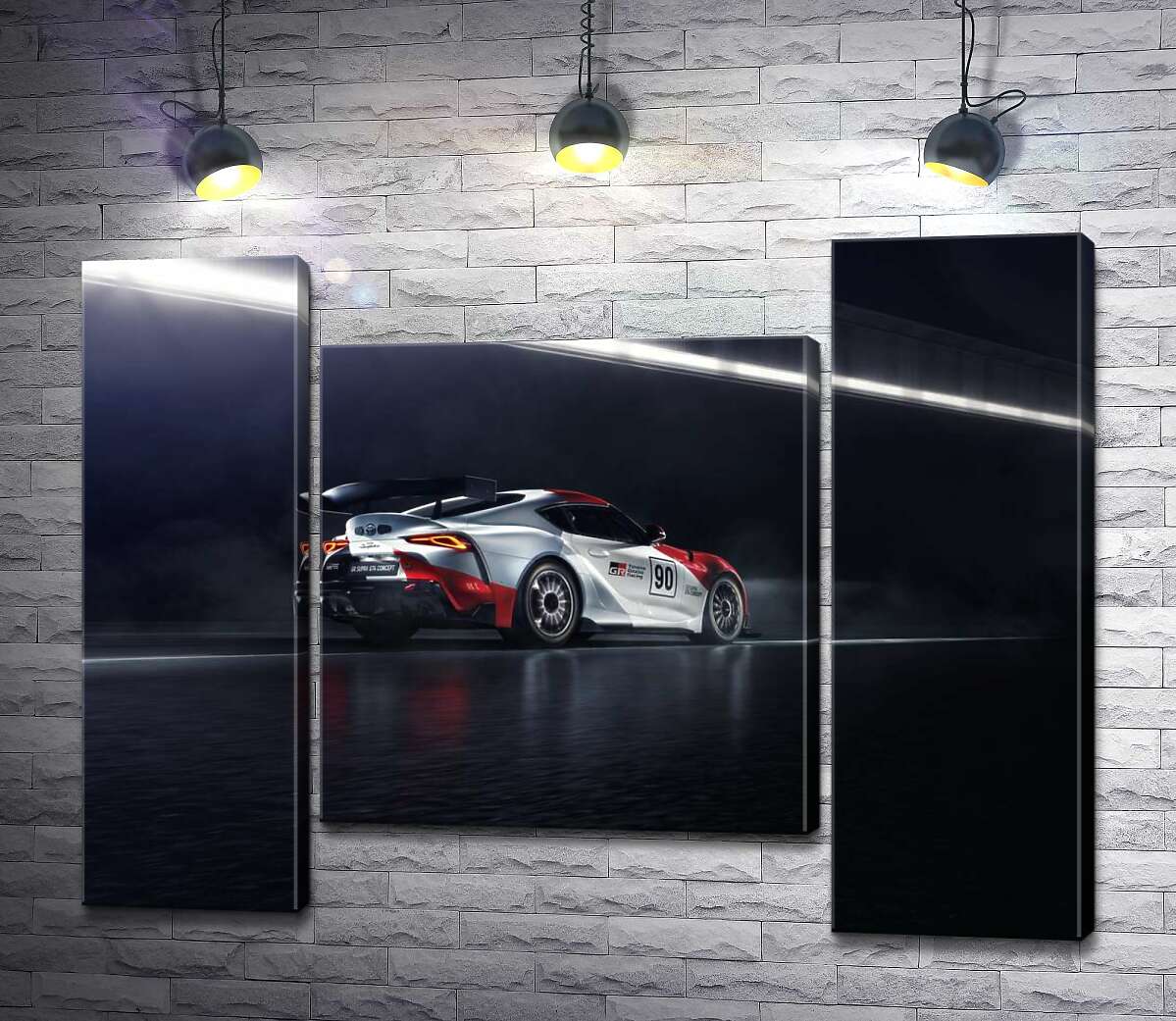 модульна картина Гоночний автомобіль Тойота (Toyota GR Supra GT4) розганяється на трасі (Модуль №11)