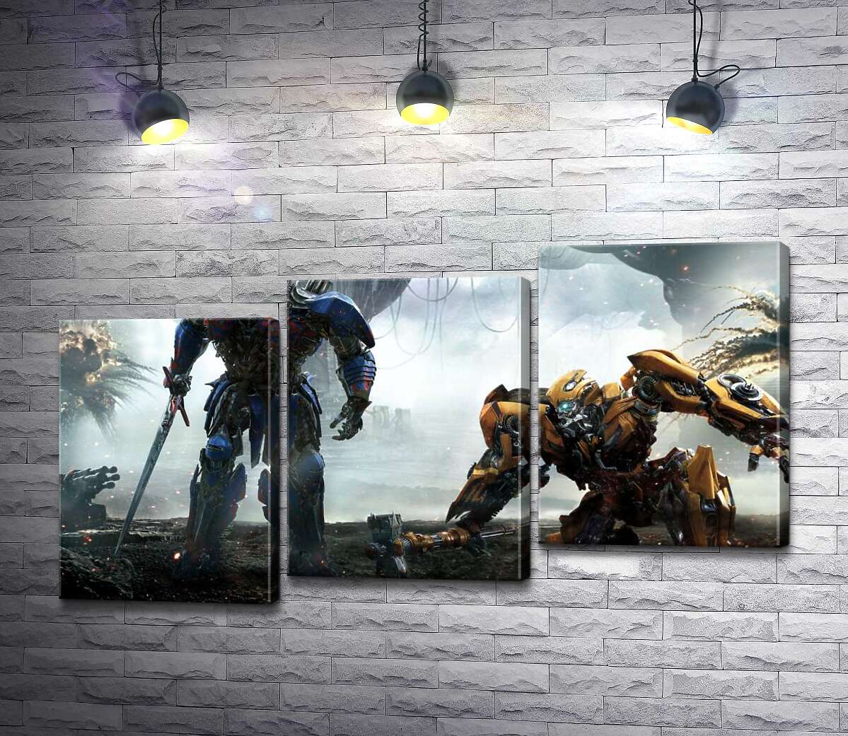 модульная картина Автоботы Оптимус Прайм (Optimus Prime) и Бамблби (Bumblebee) – герои фильма "Трансформеры" (Transformers) (Модуль №14)