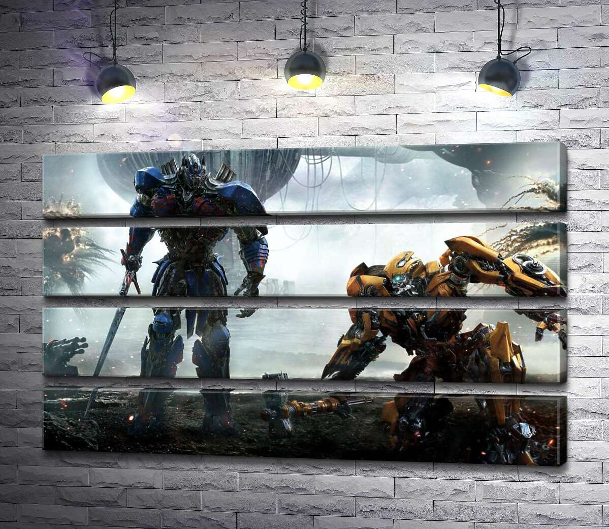 модульная картина Автоботы Оптимус Прайм (Optimus Prime) и Бамблби (Bumblebee) – герои фильма "Трансформеры" (Transformers) (Модуль №22)