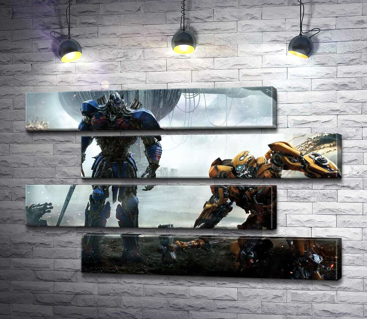 модульная картина Автоботы Оптимус Прайм (Optimus Prime) и Бамблби (Bumblebee) – герои фильма "Трансформеры" (Transformers) (Модуль №23)