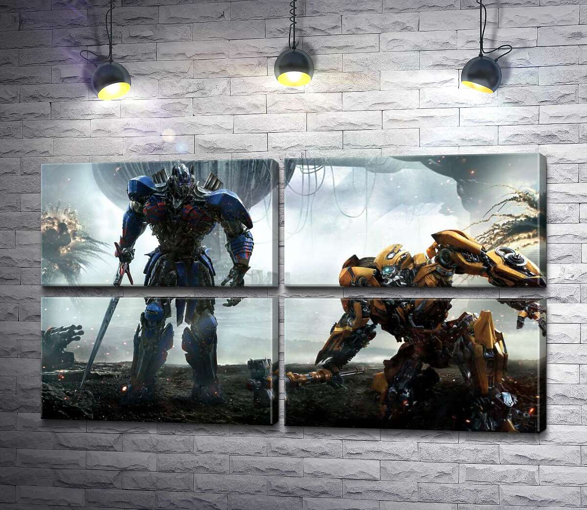 модульна картина Автоботи Оптімус Прайм (Optimus Prime) та  Бамблбі (Bumblebee) - герої фільму "Трансформери" (Transformers) (Модуль №25)