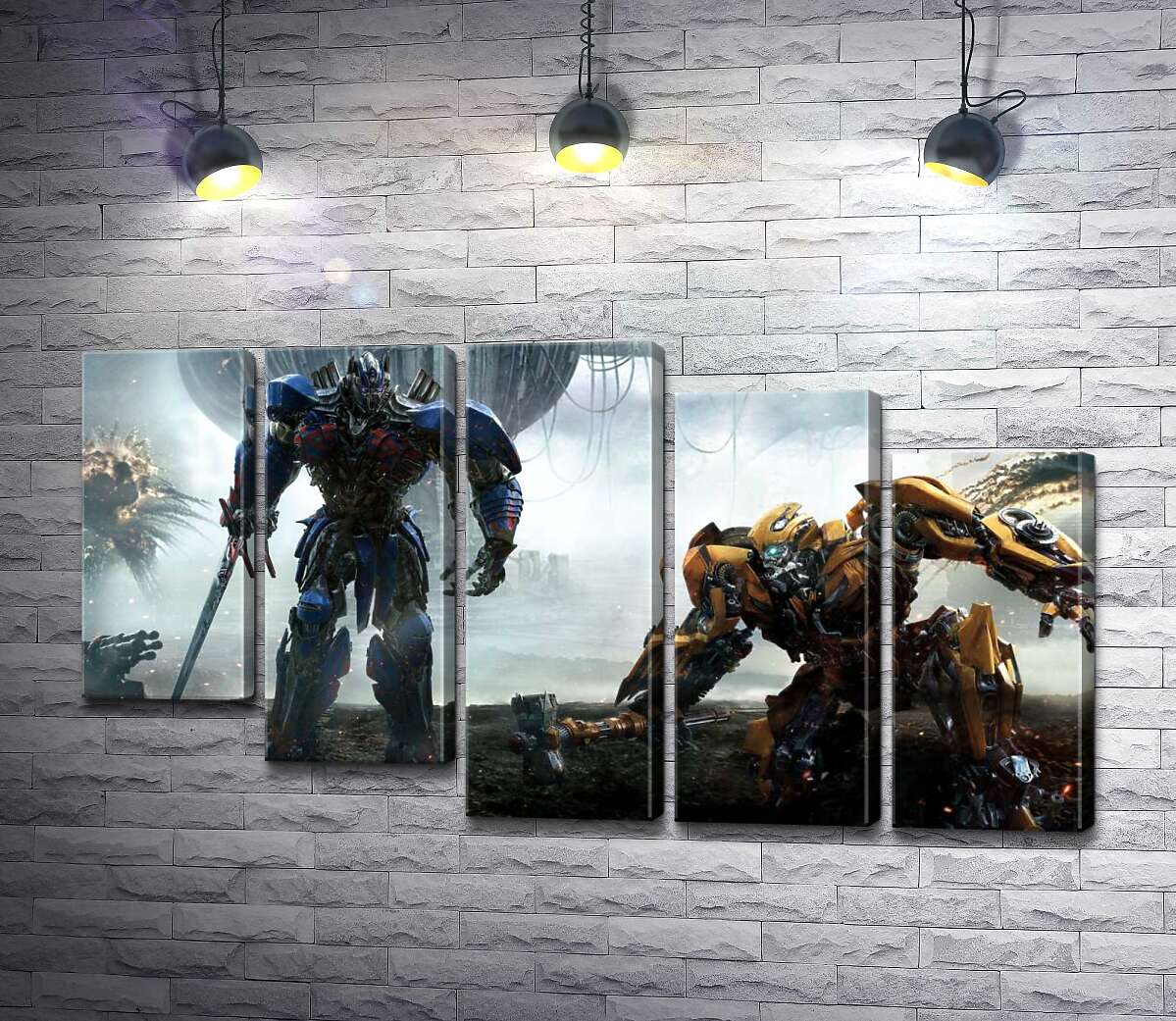 модульна картина Автоботи Оптімус Прайм (Optimus Prime) та  Бамблбі (Bumblebee) - герої фільму "Трансформери" (Transformers) (Модуль №28)