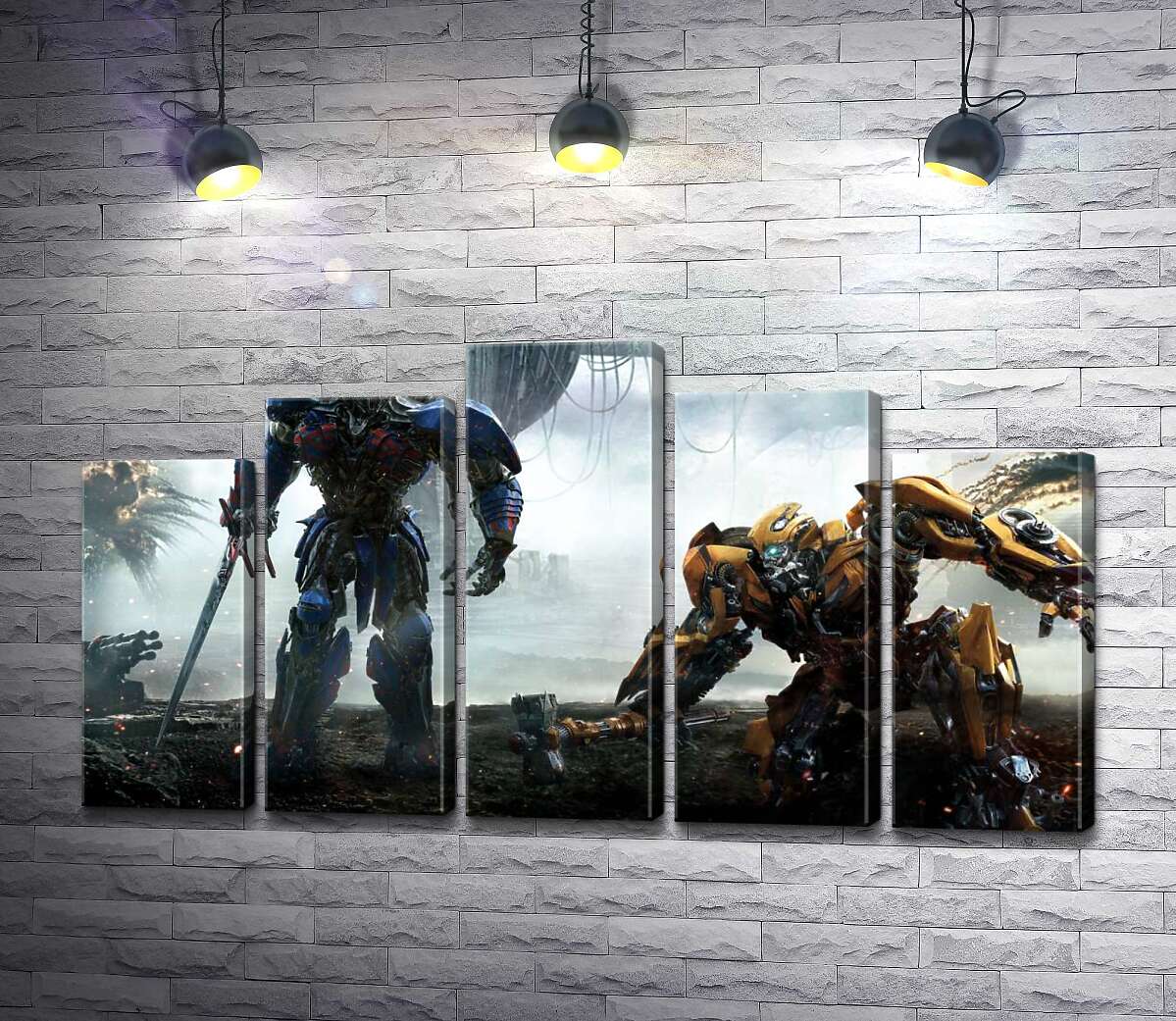 модульная картина Автоботы Оптимус Прайм (Optimus Prime) и Бамблби (Bumblebee) – герои фильма "Трансформеры" (Transformers) (Модуль №29)