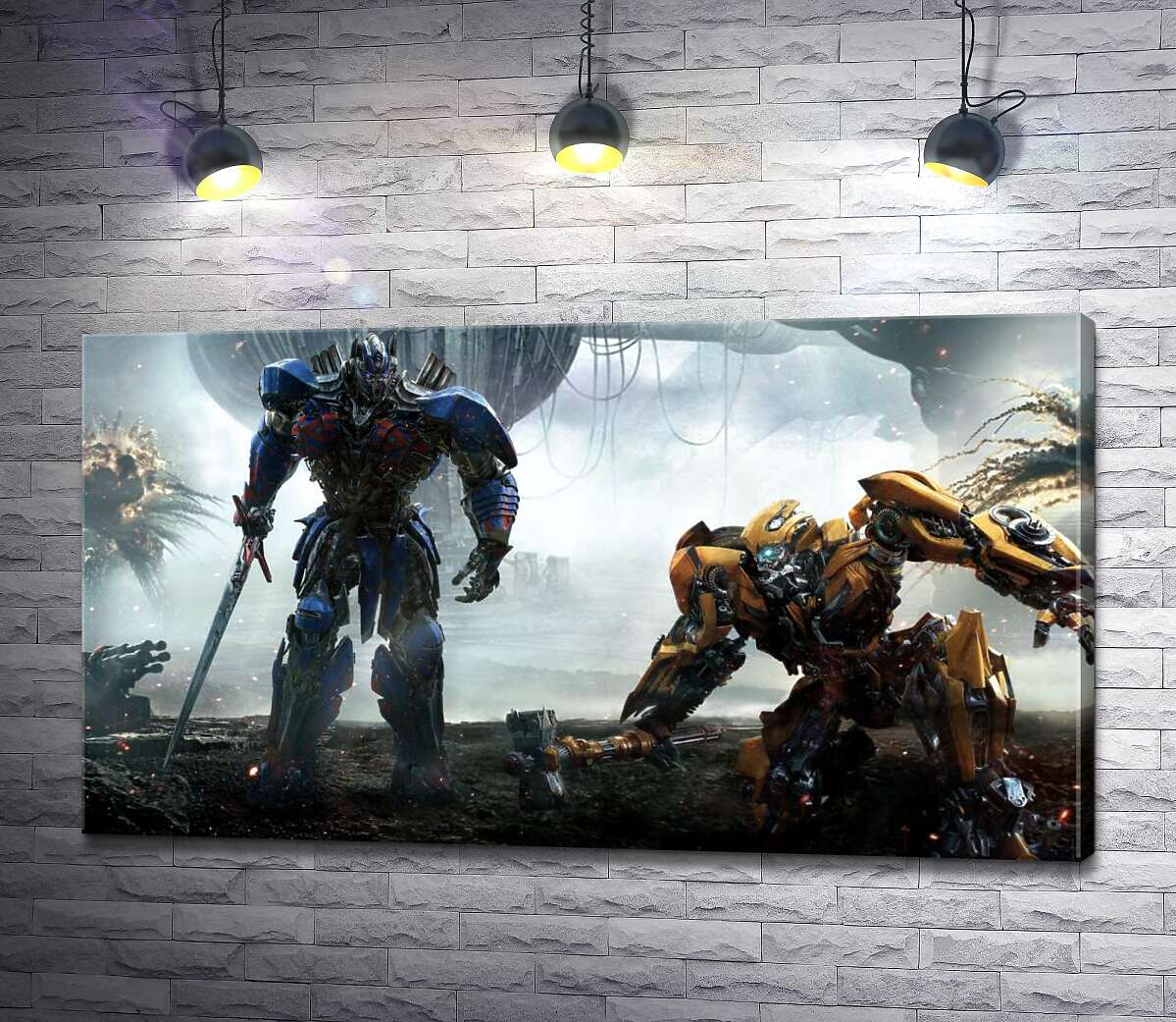 картина Автоботы Оптимус Прайм (Optimus Prime) и Бамблби (Bumblebee) – герои фильма "Трансформеры" (Transformers)