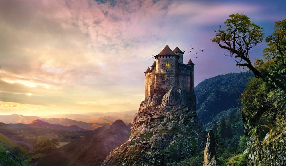 картина-постер Неприступный замок на скале