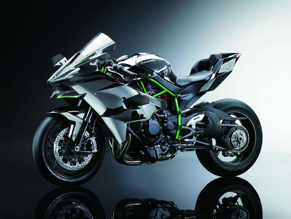 картина-постер Чорний блиск мотоцикла Kawasaki Ninja