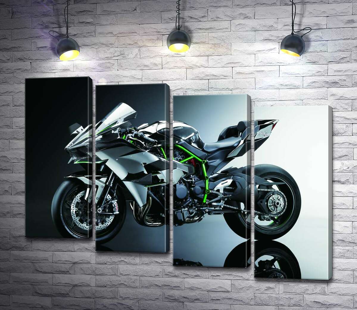 модульна картина Чорний блиск мотоцикла Kawasaki Ninja (Модуль №19)