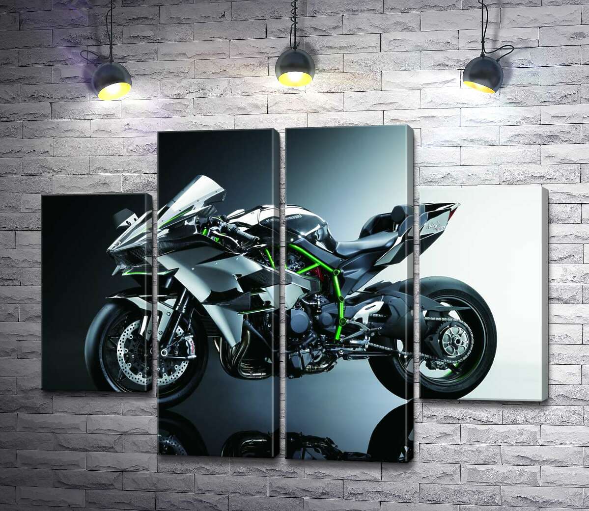 модульна картина Чорний блиск мотоцикла Kawasaki Ninja (Модуль №20)