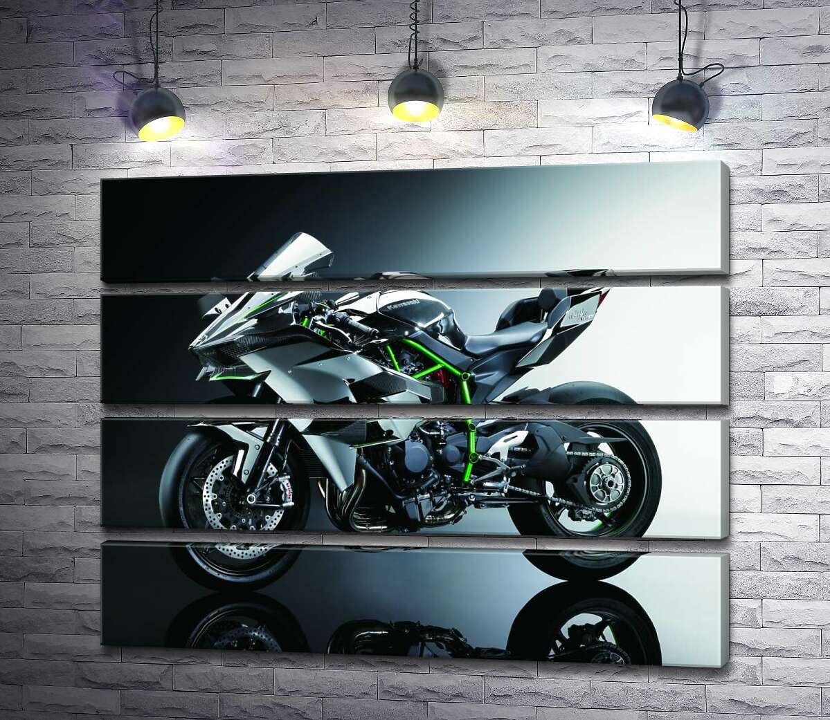 модульна картина Чорний блиск мотоцикла Kawasaki Ninja (Модуль №22)