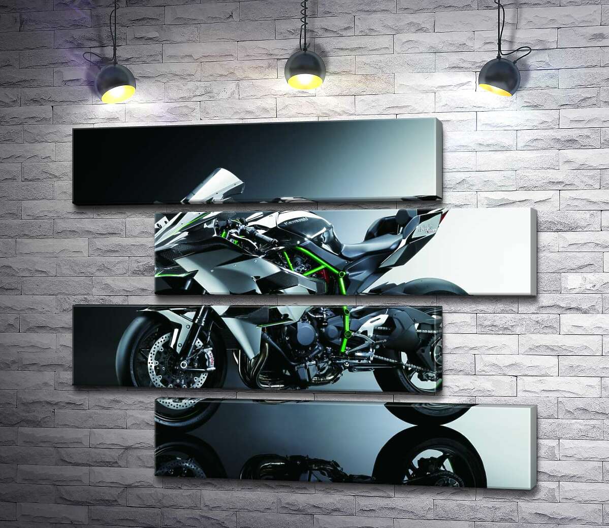 модульная картина Черный блеск мотоцикла Kawasaki Ninja (Модуль №23)
