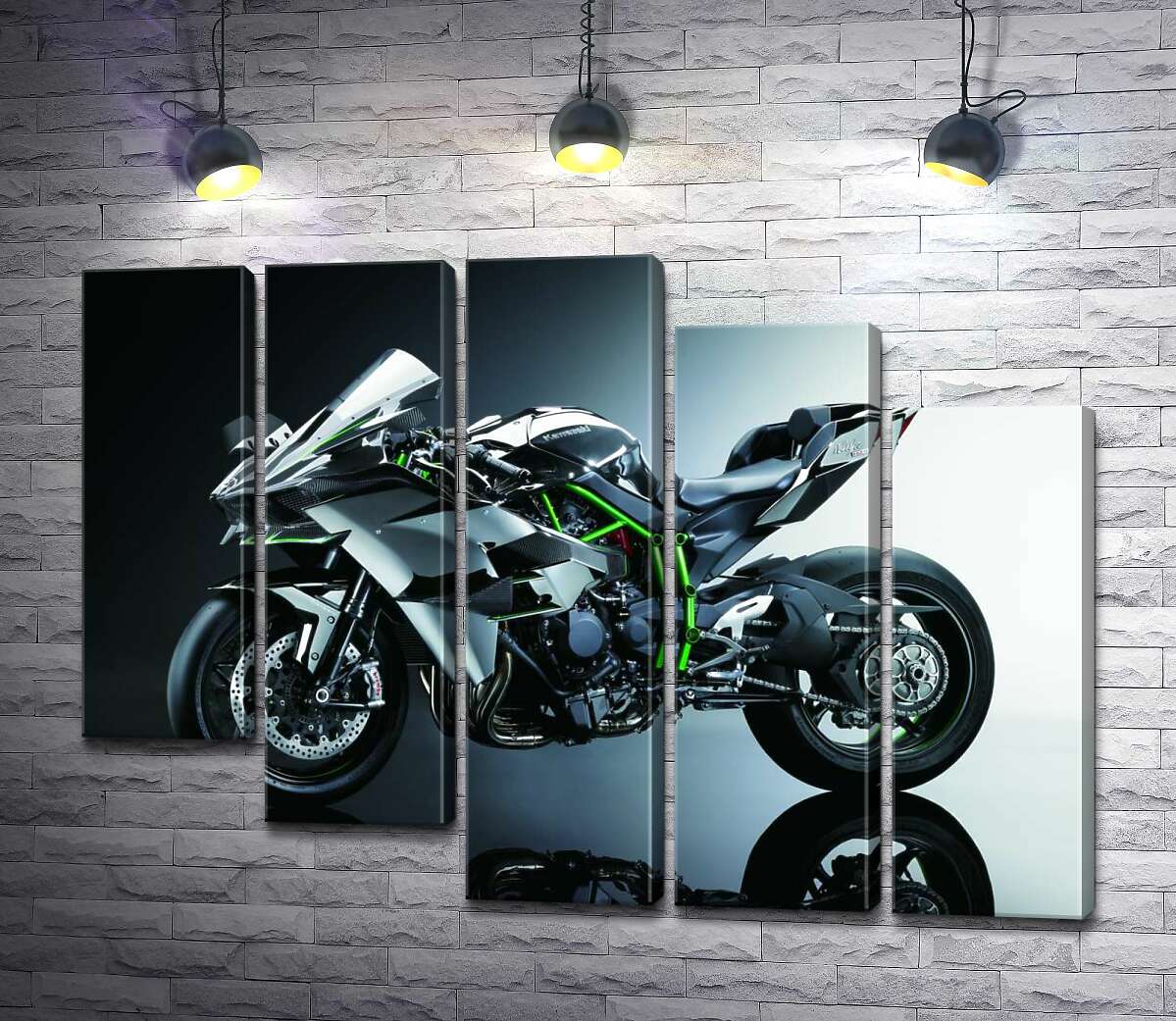 модульна картина Чорний блиск мотоцикла Kawasaki Ninja (Модуль №28)