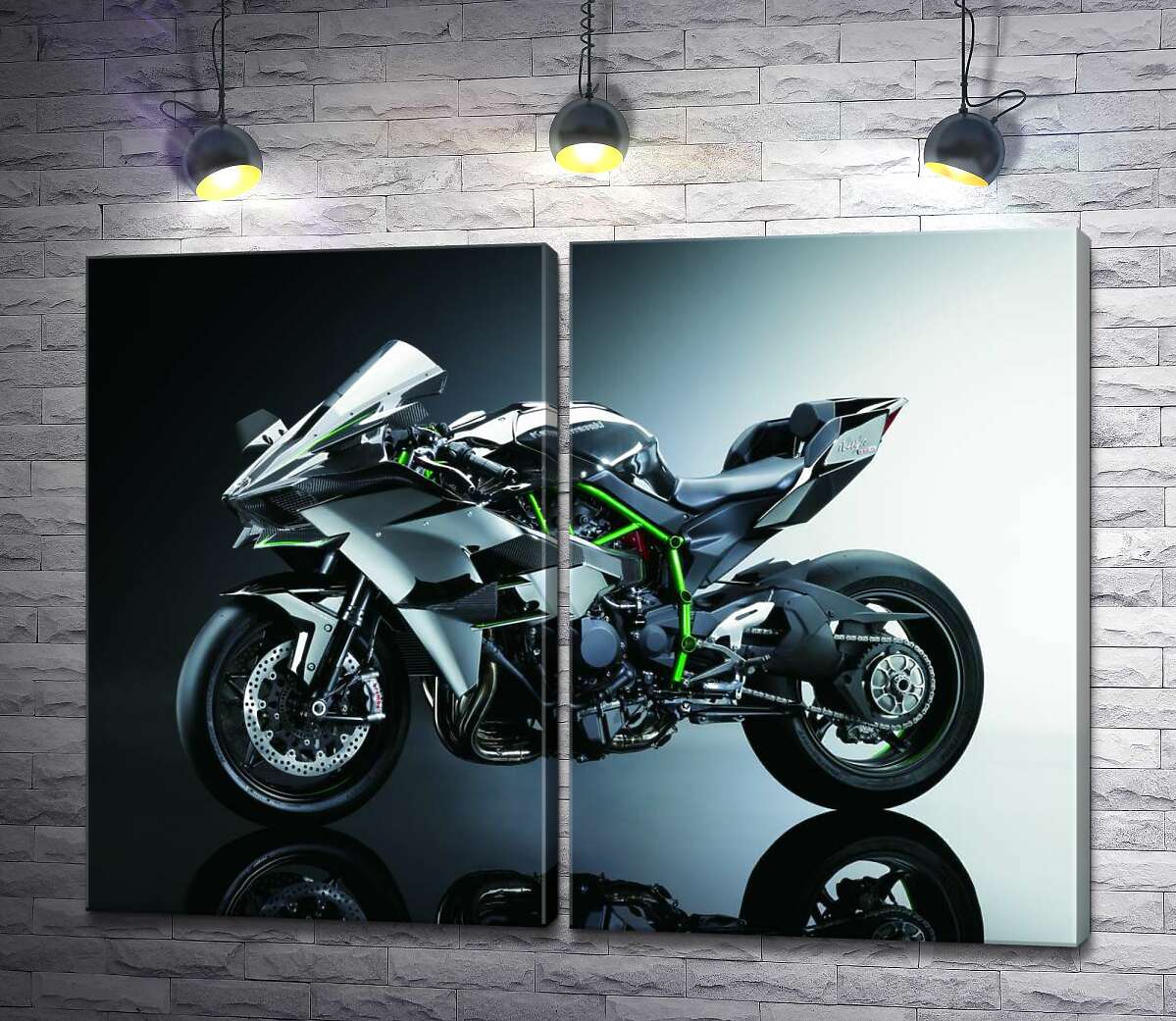 модульная картина Черный блеск мотоцикла Kawasaki Ninja