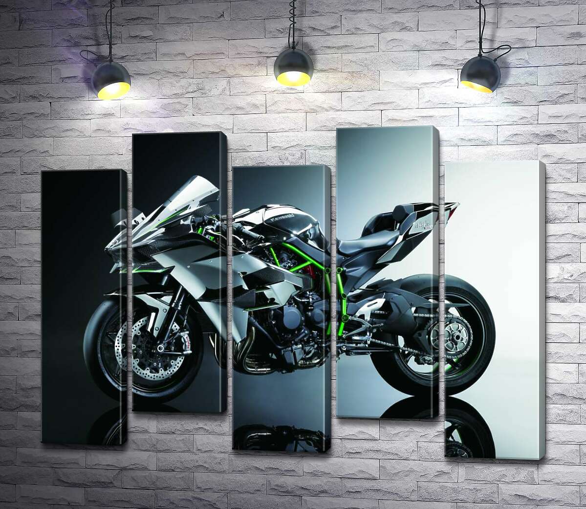 модульна картина Чорний блиск мотоцикла Kawasaki Ninja (Модуль №30)