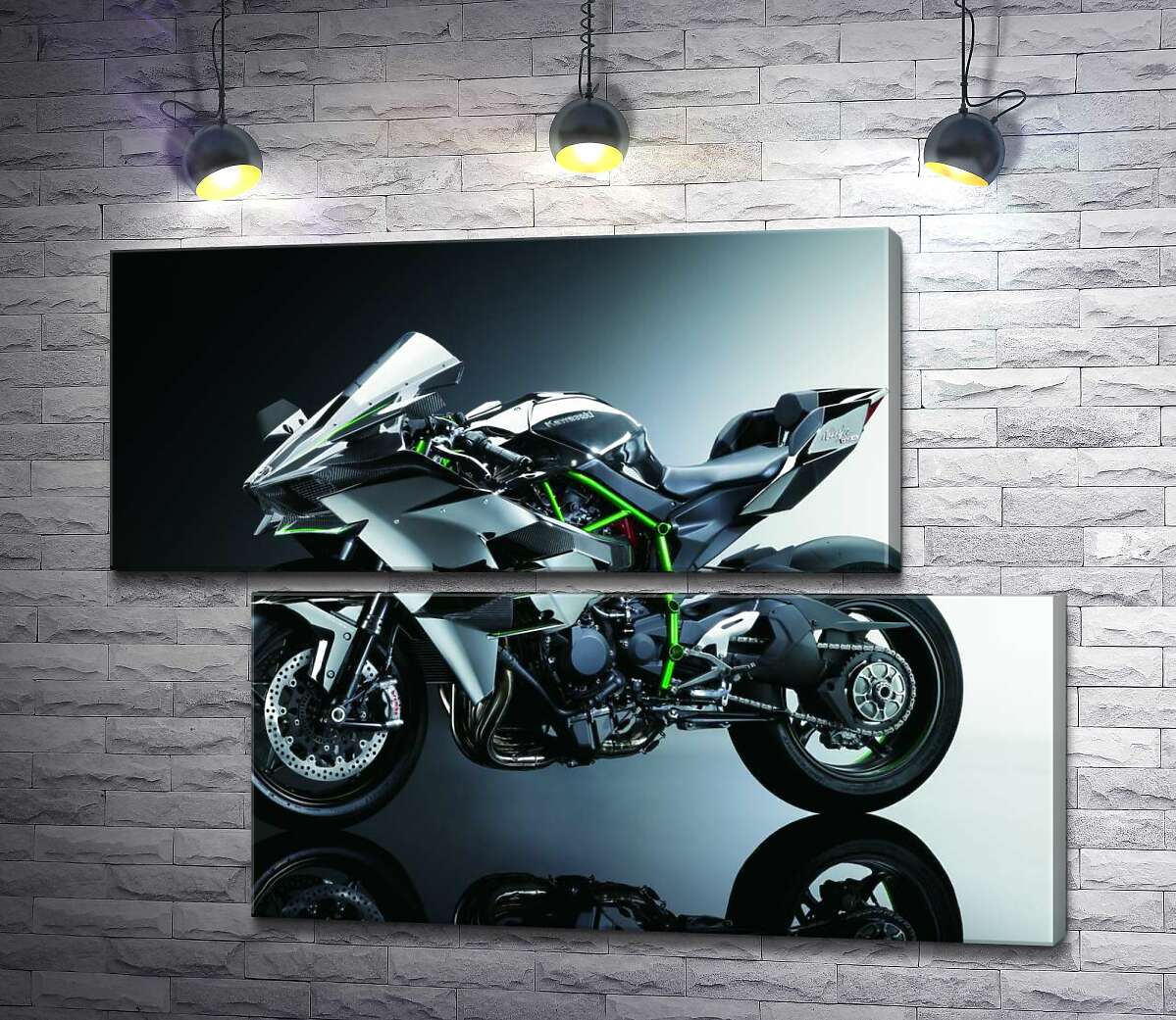 модульна картина Чорний блиск мотоцикла Kawasaki Ninja (Модуль №8)