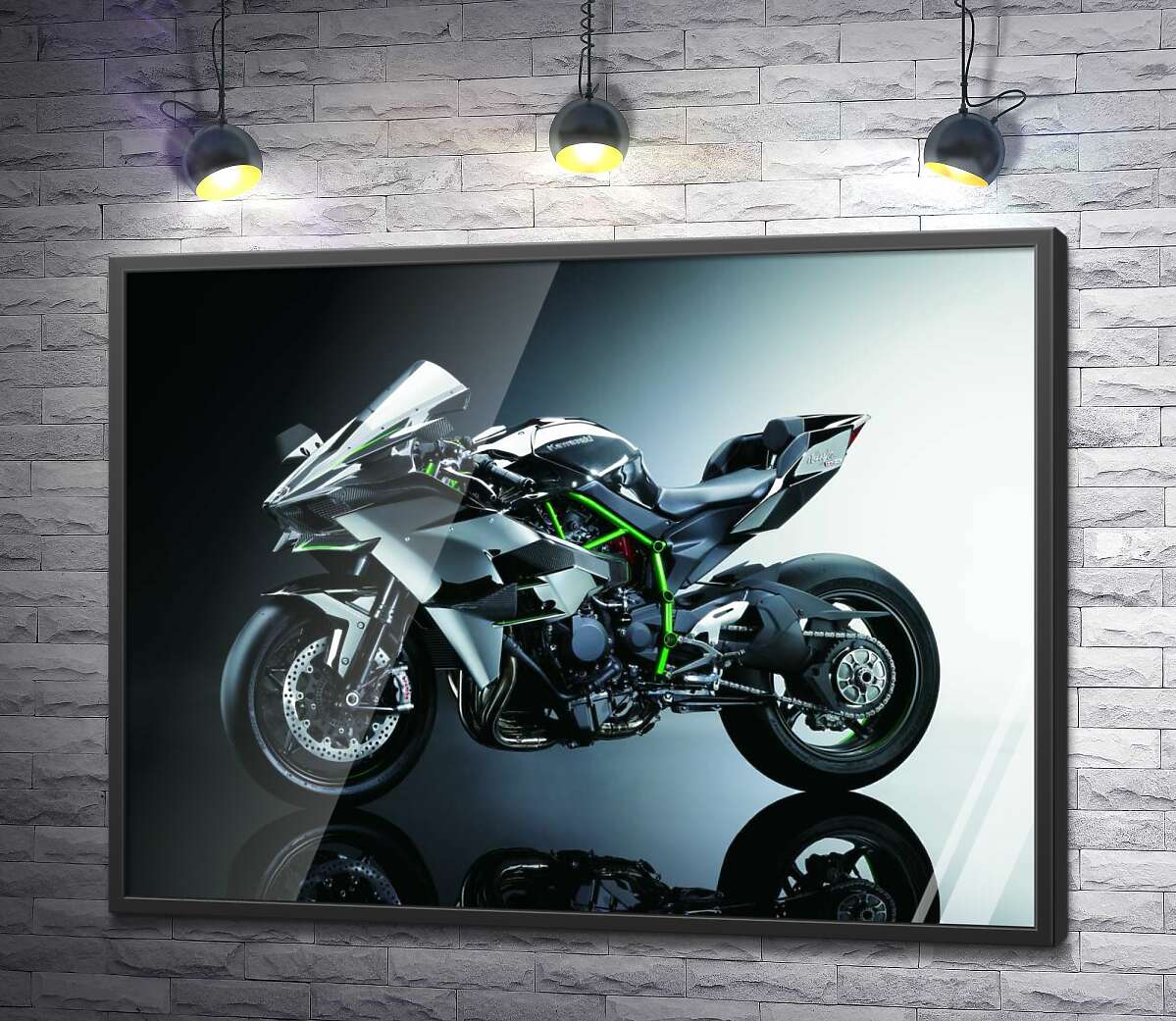 постер Черный блеск мотоцикла Kawasaki Ninja