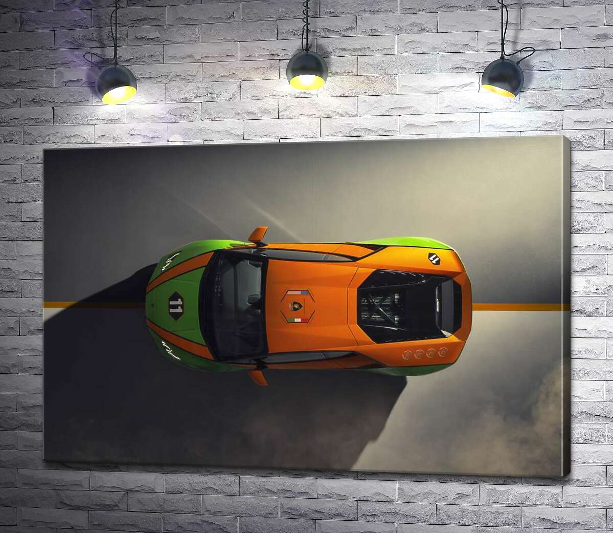 картина Помаранчево-зелена яскравість ексклюзивної моделі  автомобіля Ламборгіні (Lamborghini Huracan Evo GT Celebration)