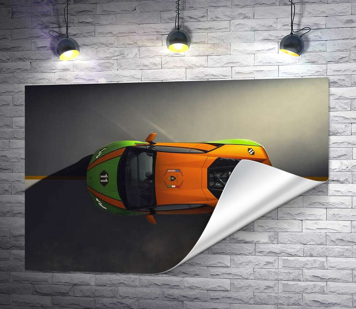 друк Помаранчево-зелена яскравість ексклюзивної моделі  автомобіля Ламборгіні (Lamborghini Huracan Evo GT Celebration)