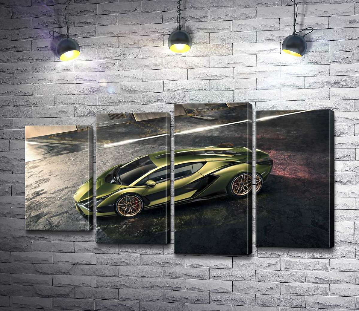 модульная картина Автомобиль супергибрид Ламборгини (Lamborghini Sian) (Модуль №3)